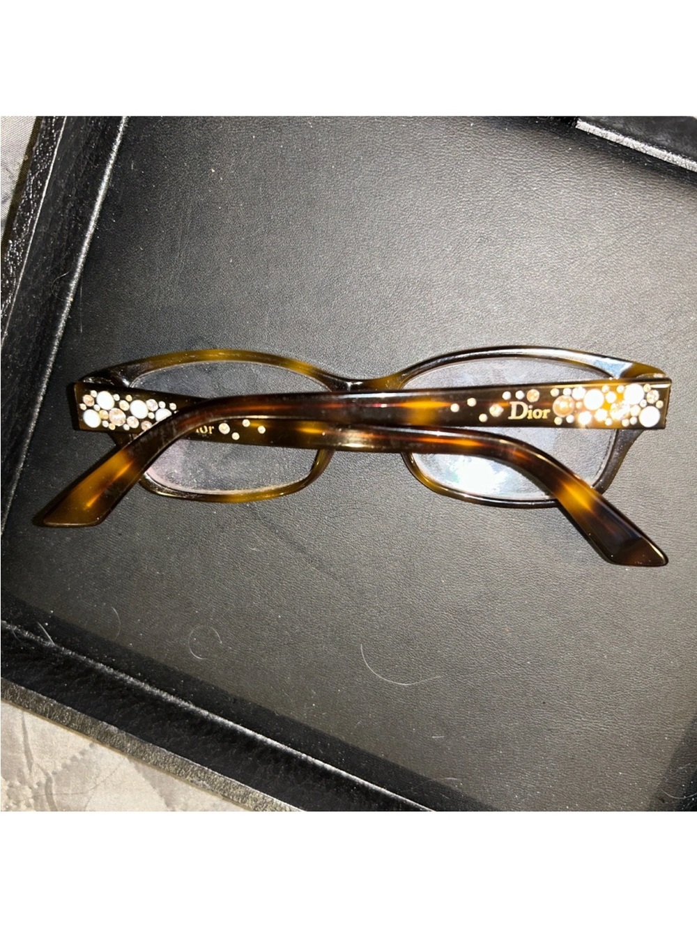 Dior Tortoiseshell Frame with Crystal Dot Accents - Brown